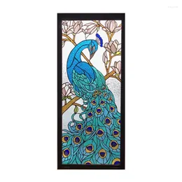 Window Stickers Self-adheisve Gluey Peacock Security Film Stained Glass Sticker Privacy Balcony For Bathroom Bedroom Living Room