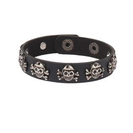 DIEZI Punk PU Leather Goth Wrap Bracelet Women Men Vintage Harajuku Star Skull Rivet Chain Bracelet Bangles Halloween Jewelry