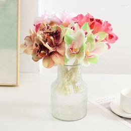 Decorative Flowers Artificial Orchid Bouquet Simulation Fake Flower Home Wedding Living Room Table Decoration