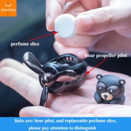 72Km Bear Car Air Freshener Teddy Bear Pilot Auto Interior Accessories Air Outlet Propeller Fragrance Bulldog Perfume Diffuser