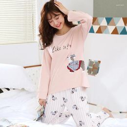 Home Clothing 2024 Women Pyjamas Sets Fashion O-Neck Long Sleeve Pyjamas Microfiber Homewear Sleepwear Cartoons Pijama Mujer For