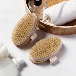 Natural Bristle Brush Soft Wet Dry Skin Body SPA Brush Bath Massager Home Dry Wet Back Shower Brushes Exfoliating Bathing Brush