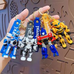 Transformers Keychain Optimus Prime Bumblebee Figure Anime Keyring Pendants Car Key Accessories Doll Ornaments Toy Gift for Kids