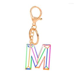 Keychains Lanyards Transparent Striped Acrylic 26 English Letters Color Creative Jewelry Pendant Diy Keychain Accessories Drop Deliver Dh720