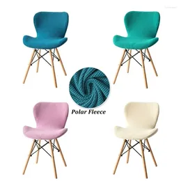 Chair Covers Curved Butterfly Cover Polar Fleece Spandex Dining Stool Slipcover Soild Colour Stretch Washable Seat For Home