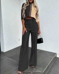 Womens Two Piece Pants High-street Autumn Products Recommend Long-sleeved High-necked Fashion Temperament Street Talent Bell Bottoms Suit.