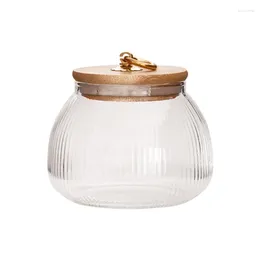 Storage Bottles Copper Ring Glass Tea Can For Household Bamboo Lid Sealed Coffee Pot Tank Dried Fruit Jar Container