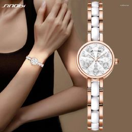 Wristwatches SINOBI Design Women Fashion Shinning Rose Golden Bracelet Watches Luxury Diamond Quartz For