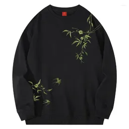 Men's Hoodies National Style Floral Embroidery Sweatshirt For Men Casual Loose Autumn Quality Cotton Pullovers Oversize Sudaderas Para