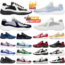 Luxury Designer Americas Cup Men Casual Runner Women Sports Low Sneakers Shoes Men black Rubber Sole Fabric Patent Leather Wholesale Discount Trainers