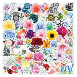 car Pack 100Pcs of Waterproof Beautiful Flowers Plant Stickers Whole Noduplicate Toys Decals sticker Skateboard For Luggage K1256716