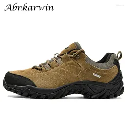 Fitness Shoes Autumn Spring Men Outdoor Mountain Suede Genuine Leather Hiking Trekking Sneakers Camping Hike Tracking Treking Climbing