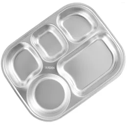 Dinnerware Sets Household Student Home Decor Rectangular Thali Plate Stainless Steel Divided Storage