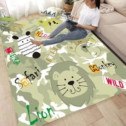 Carpets Lion/Monkey/Hedgehog Rug Soft Flannel 3D Printed Rugs Parlour Mat Area Anti-slip Large Carpet Living Room Decor 01