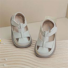 Summer Baby Shoes Leather Cutouts Soft Sole Boys Sandals Closed Toe Nonslip Fashion Toddler Girls EU 1525 240329