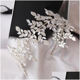 Hair Clips Barrettes Luxury Bridal Headband Zircon Crystal Headdresses Bride Tiara Crown Women Band Prom Party Jewelry Accessories Dro Dhf5V
