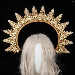 Party Supplies Sun Goddess Halo Crown Baroque Golden Headpiece KC Tiaras Wedding Girls Lolita Exaggerated Poshoot Props