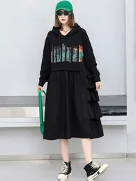 Casual Dresses XITAO Print Hooded Dress Fashion Trend Street Wind Women Autumn Arrival Loose False Two Pieces LYD1205