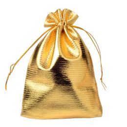 50pcs 7x9 9x12 10x15cm Foil Cloth Gift Bags Gold Color Jewelry Packaging Bags Wedding Party Present Drawable Packing Bags