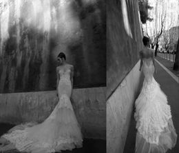 Sexy 2014 Glamorous Inbal Dror Backless Sheer Sweetheart Appliques Tulle Lace Long MermaidTrumpet Bride Gowns Wedding Dress Dress7401863