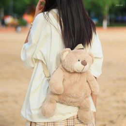 School Bags Korean Women Cute Plush Doll Backpack Female Casual Small Girl Cartoon Bear Bag