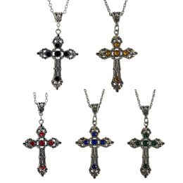 Metal Pendant Necklace with Crystal Gothic Crucifix Symbol Easter Unisex N2UE