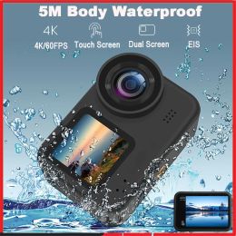 Cameras 4K60FPS 20MP Action Camera 5M Body Waterproof EIS 170D Go Sports Pro Video Recording Dual Display 2" Touch Screen 1080P Webcam