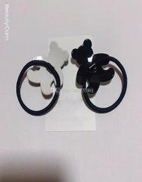 Party gifts fashion black and white acrylic small bear head rope hair ring rubber band for ladies favorite headdress accessories8665976