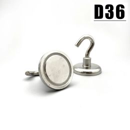 1/2/3/5Pcs Hook Magnet D36 NdFeB Magnetic Material MAGNET D36mm Strong Super Wall Hanger 304 Steel Imanes