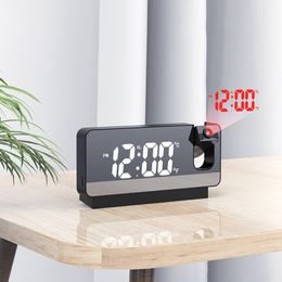 ABS Mirror Projection/Large Screen Digital Clock/Desktop Electronic Alarm Clock/Creative Bedroom Office Student Luminous Clock