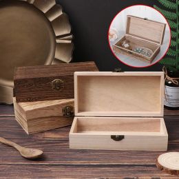 Plain Wooden Jewellery Box Rectangular Storage Box Clamshell Wooden Gift Box Wedding Supplies Ring Box Desktop Decoration