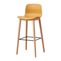 Wood Legs Chairs Plastic Backrest Nordic Simple Style Full Cover Waterproof Bar Tall Stool Barber Sandalye Restaurant Furniture