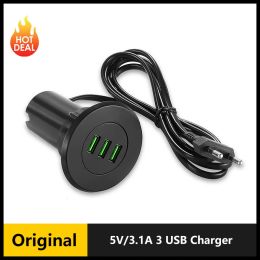 Chargers Fast Charging 5V/3.1A 3 USB Charger Desktop Hole USB Charger Portable Adapter With EU Plug for iphone for Samsung 2023 News