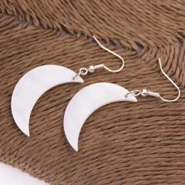 Dangle Earrings 1 Pair Moon Shape Shell Drop/Dangle Earring 16mmX30mm White Mother Of Pearl