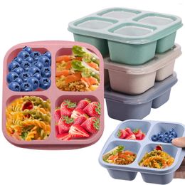 Dinnerware 4 Pack Kids Snack Containers Stackable Colours Bento Box Including Lid Compartment Dishwasher Safe For School Work