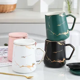 Mugs Nordic Gold Painted Ceramic Cup Marble Mug Coffee With Cover Can Be Customised