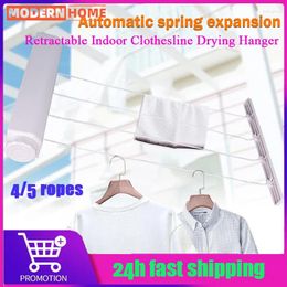 Hangers Retractable Indoor Clothesline Drying Hanger Wall Mounted Towel Rack Bathroom Automatic