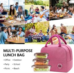 Lunch Carry Bags Lunch Insulated Thermal bags for Women Children School Lunch Picnic Dinner Cooler Food Canvas Portable Handbag