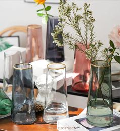 Vases 1pc Transparent Glass Vase Living Room Floral Ornaments Decoration Creative Nordic Aquatic Flower Arrangement