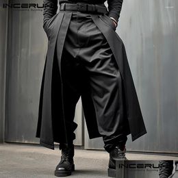 Men'S Pants Mens Incerun 2024 Korean Style Trousers Pleated Layered Design Pantalons Casual Fashionable Loose Wide Leg Long Drop Deli Dhk03