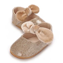Baby Girl Premium PU Flats Infant Bow First Walker Crib Shoes for Party Festival Baby Shower