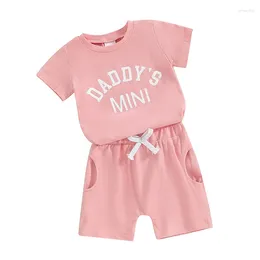 Clothing Sets Toddler Girl 2 Piece Summer Outfits Round Neck Short Sleeve Letter Print Tops Elastic Waist Shorts Infant Baby Set