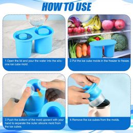 Baking Moulds Hollow Cylinder Ice Tray Leak-proof Silicone Cube With Lid For Tumbler Cup Versatile Maker Drinks Freezer