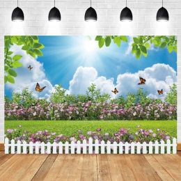 Spring Easter Photography Backdrop Flower Floral Rabbit Bunny Eggs Grassland Baby Portrait Birthday Party Decor Photo Background