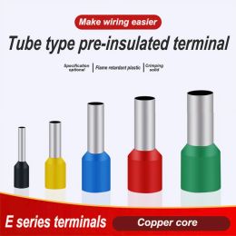 1000pcs/Pack E0508 E7508 E1008 E1508 E2508 E4009 E6012 Insulated Copper Cord End Wire Connector Electrical Tube Type Terminal