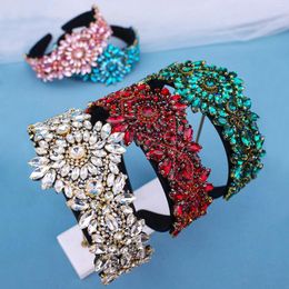 Headpieces Fashion Luxury Rhinestone Crystal Flower Headbands For Women Vintage Party Prom Headdress Baroque Hair Accessories