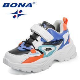Sneakers BONA 2022 New Designers Running Shoes for Boys Breathable Children Sneakers Fashion Shoes Jogging Walking Shoes Child Footwear