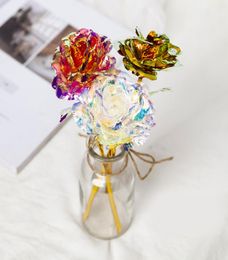 24k Gold Foil Plated Rose Creative Gifts Lasts Forever Rose For Lover039s Wedding Christmas Day Gifts Home Decoration w004812358550