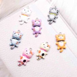 10pcs 15*29mm Cute Cat Flat Back Charms For Pendant DIY Earrings Necklace Jewellery Accessories Finding