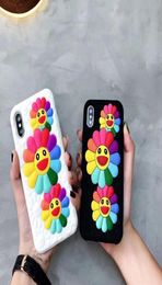 3D Sun Flower Silicone Back Cover Cases Soft Rainbow Color Smiling Face Emoticon Phone for iphone13 12 112200813